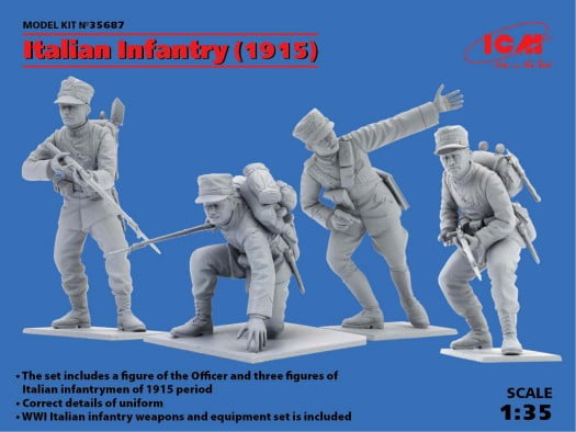 ICM Models MILITARY MODEL ICM Models 1/35 WWI Italian Infantry 1915 (4) Kit