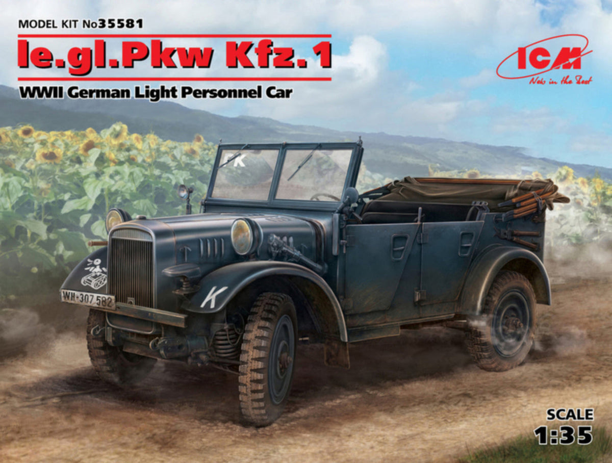 ICM Models MILITARY MODEL ICM Models 1/35 WWII German le.gl.Pkw Kfz1 Light Personnel Car (New Tool) Kit