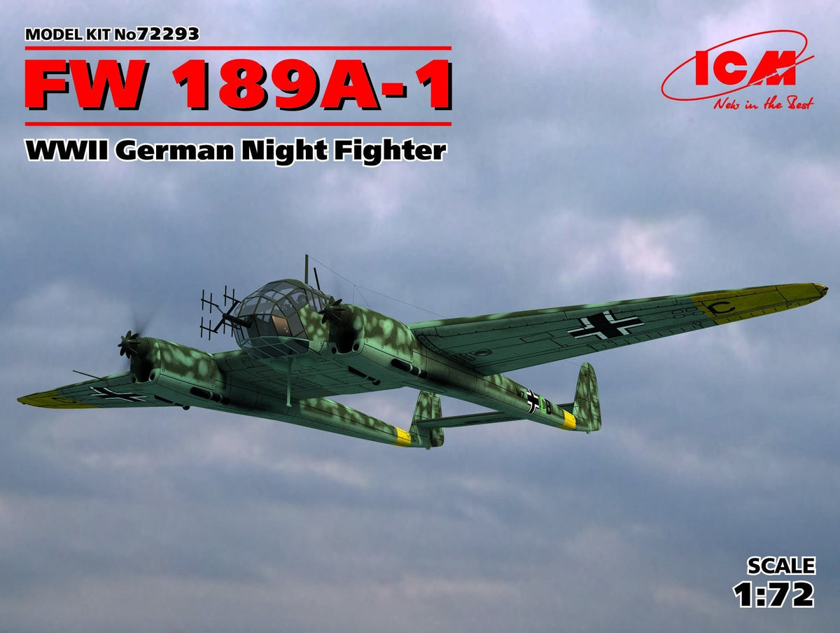 ICM Models MODEL AIRCRAFT ICM Models 1/72 FW 189A-1 WWII German Night Fighter Kit
