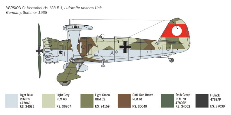 Italeri MODEL AIRCRAFT Italeri 1/48 Henschel Hs123 Aircraft Kit