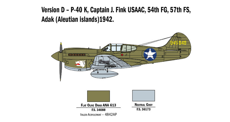 Italeri MODEL AIRCRAFT Italeri 1/48 P40E/K Kittyhawk Kit