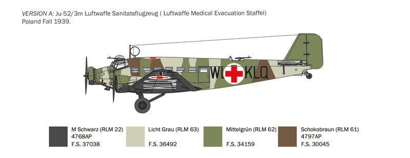 Italeri MODEL AIRCRAFT Italeri 1:72 Ju-52/3m Transport Kit