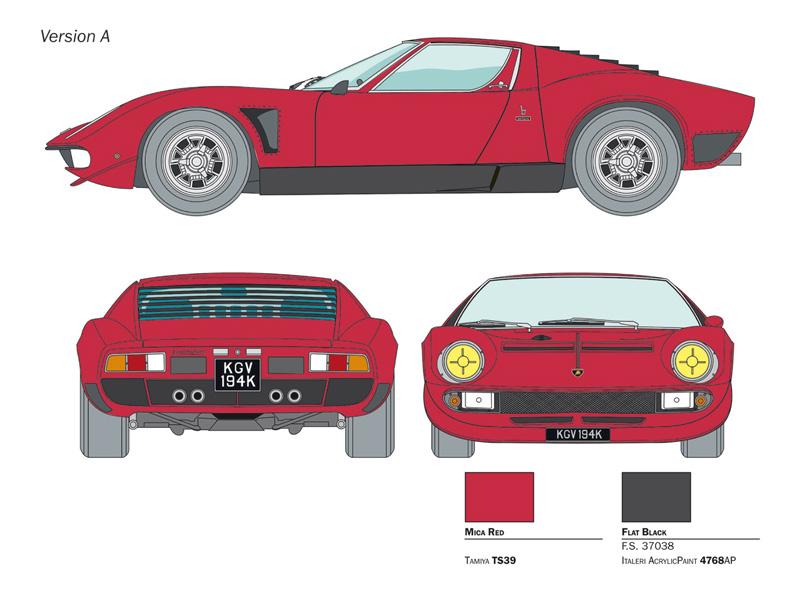 Italeri MODEL CARS Italeri 1/24 Lamborghini Miura JOTA SVJ Kit