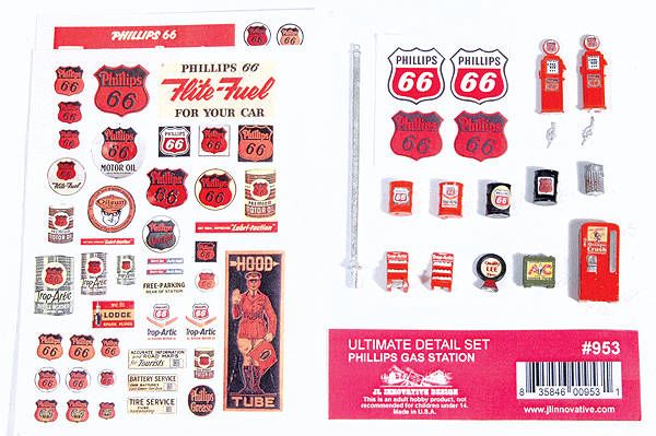 JL Innovative MODEL TRAINS JL Innovative Design HO Ultimate Phillips 66 Gas Station Detail Set