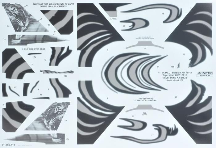 Kinetic MODEL AIRCRAFT Kinetic 1/48 F-16A TigerMeet 2009 (DACO Decal Design) Kit