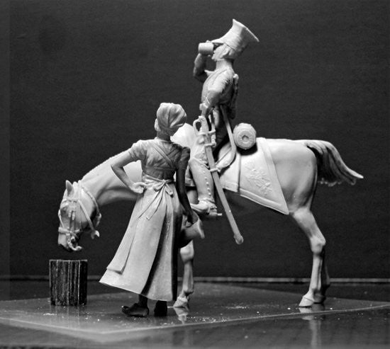 Master Box MILITARY MODEL Master Box Ltd 1/32 Napoleon's Red Lancer Mounted on Horse w/Maiden Kit