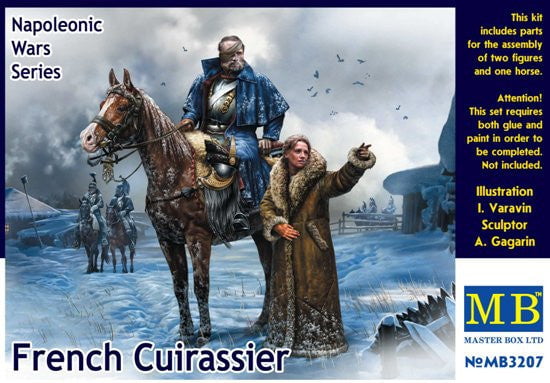 Master Box MILITARY MODEL Master Box Ltd 1/32 Napoleonic Wars French Mounted Cuirassier & Russian Girl Winter Dress Kit