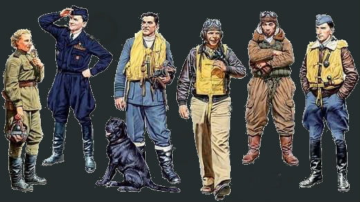 Master Box MILITARY MODEL Master Box Ltd 1/32 WWII Famous Pilots (6) Kit
