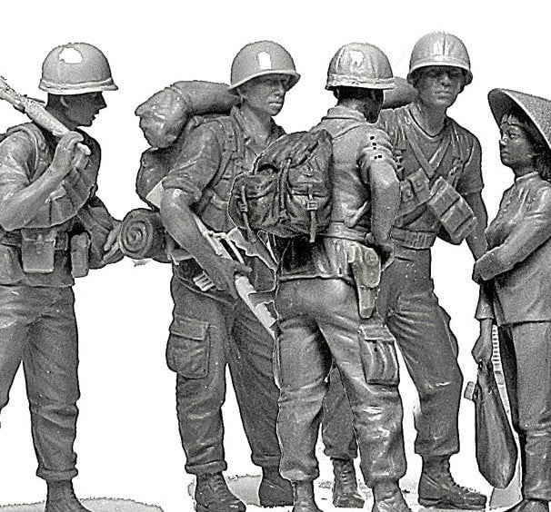 Master Box MILITARY MODEL Master Box Ltd 1/35 US Soldiers Patrolling Vietnam (4 & Woman) Kit