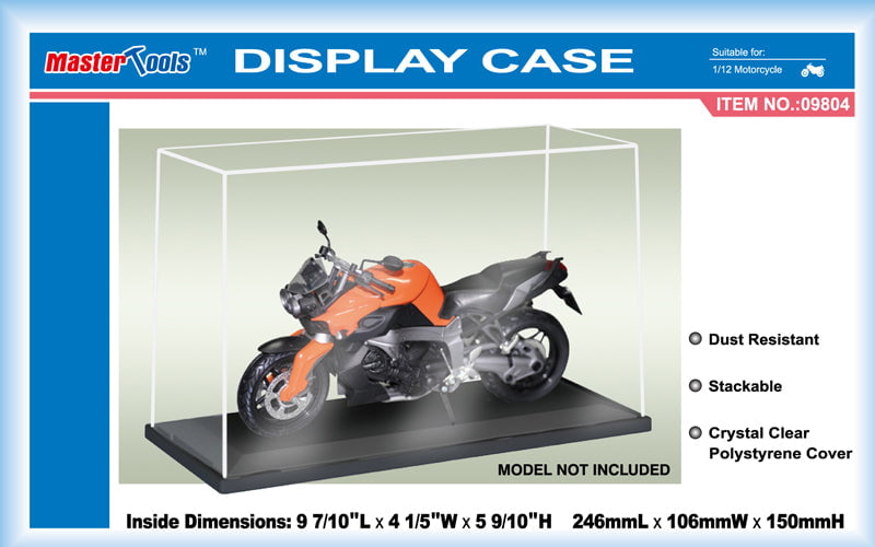 Master Tools HOBBY TOOLS Master Tools Showcase for 1/12 Motorcycle (9.7"L x 4"W x 6"H) Black Base