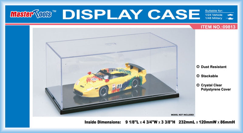 Master Tools HOBBY TOOLS Master Tools Showcase for 1/24-1/25 Autos (9"L x 4.75"W x 3.5"H) Black Base