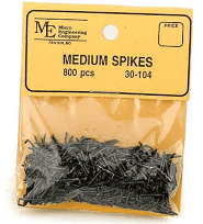 Micro Engineering Micro Engineering Medium Spikes, 3/8" long (800 pkg) (Scale=HO) Part # 255-30104