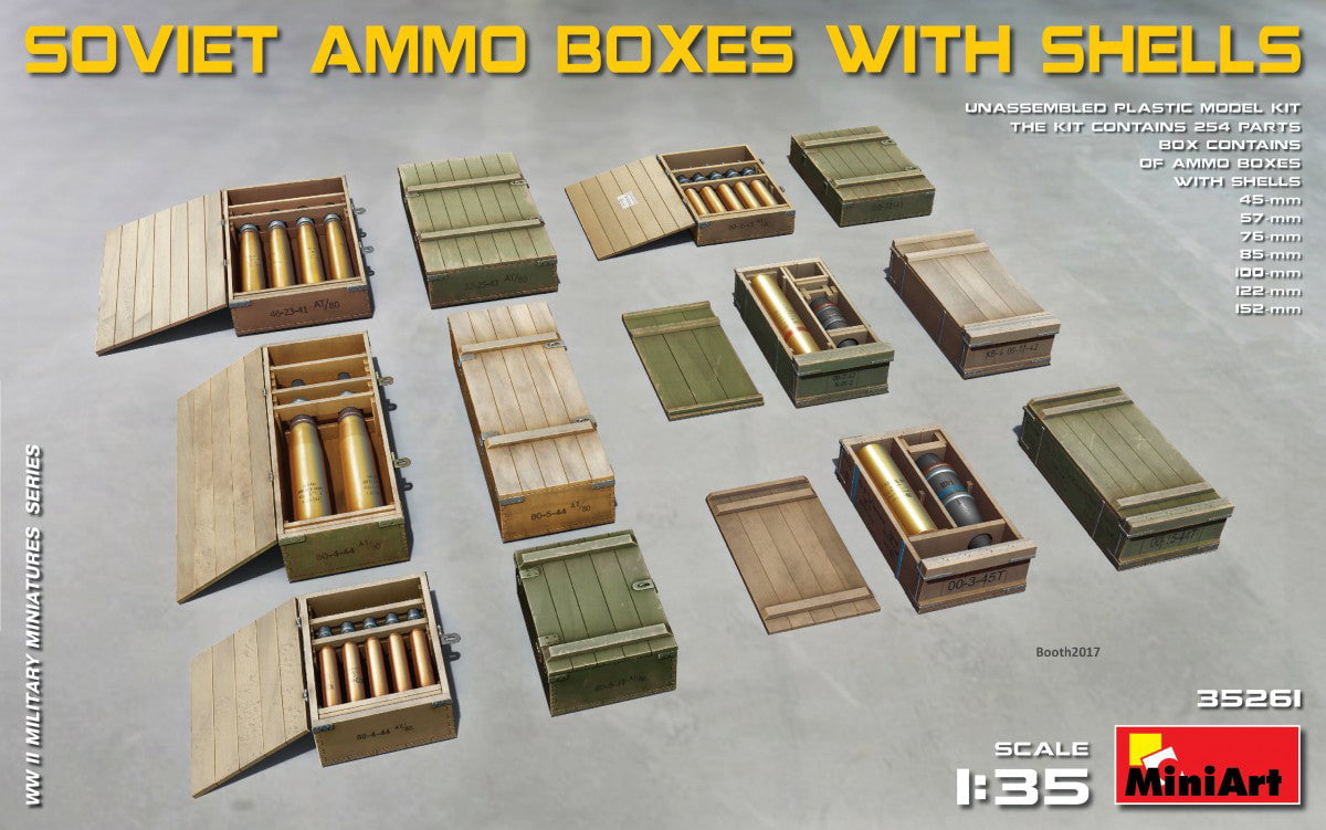 MiniArt 1/35 AFV Detail Accessories MiniArt 35261 1/35 Soviet Ammo Boxes with Shells Set Model Kit