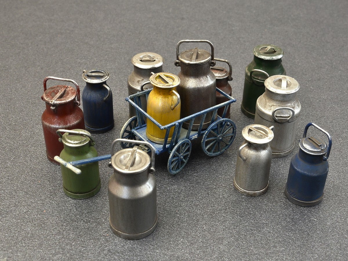 MiniArt 1/35 Scene Details MiniArt 35580 1/35 Milk Cans with Small Cart Model Kit