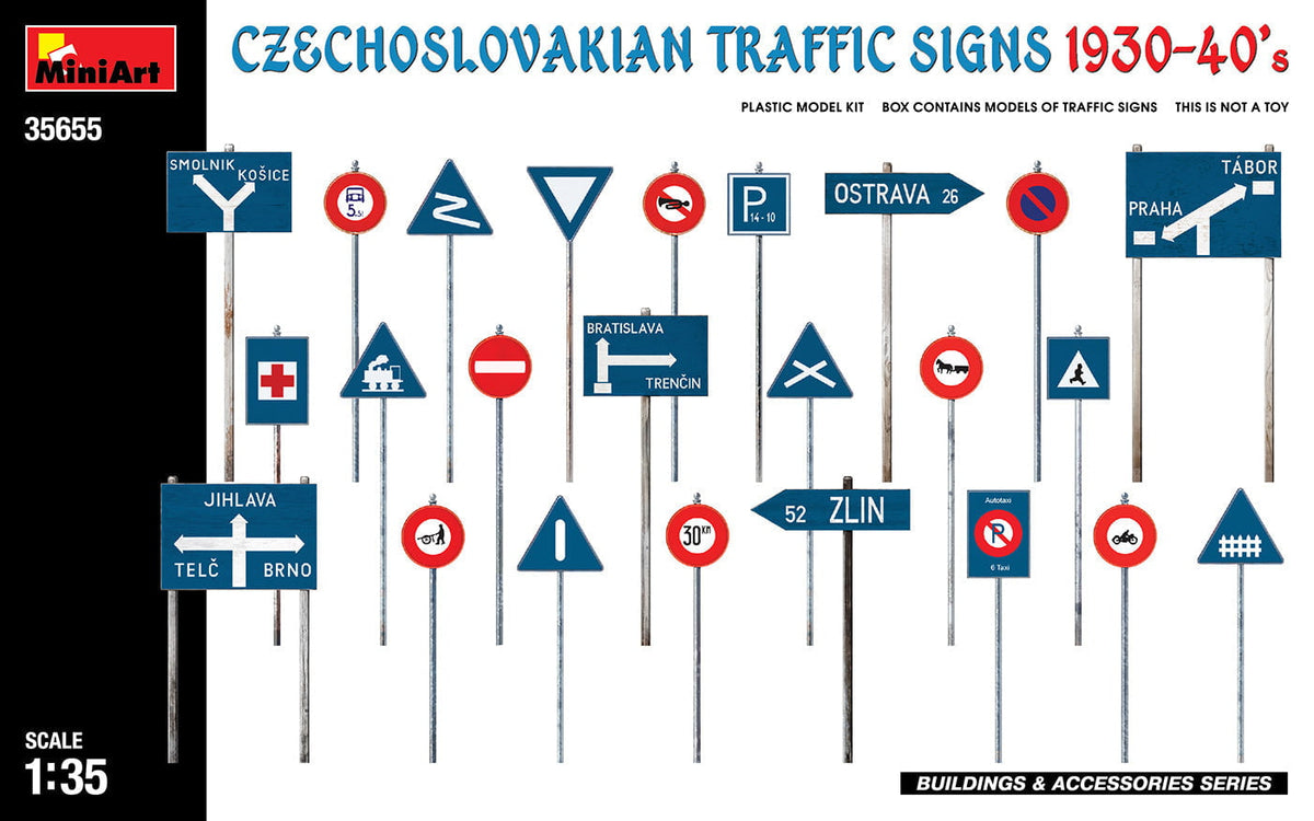 MiniArt 1/35 Scene Details MiniArt 35655 1/35 Czech Traffic Signs 1930-40s Model Kit