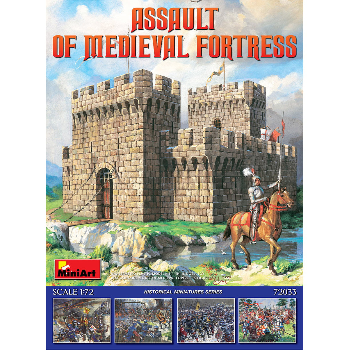MiniArt 1/72 Battle Set MiniArt 72033 1/72 Assault of Medieval Fortress with Fortress & Figures Model Kit
