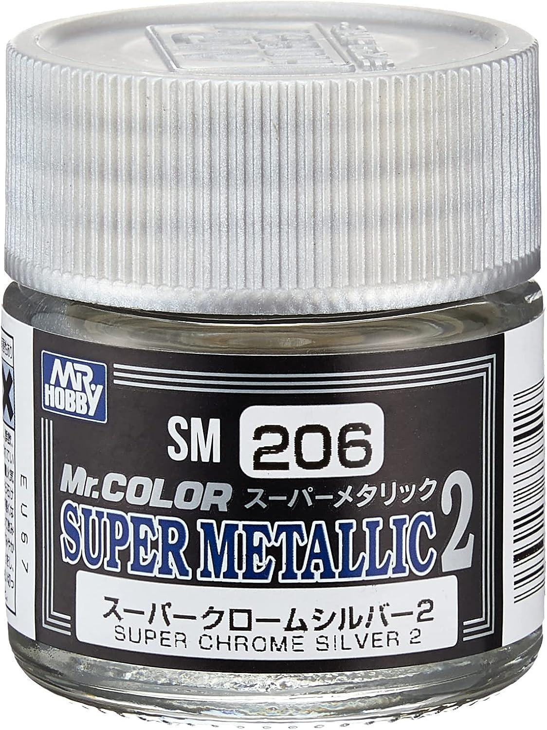 Mr. Hobby Paint Mr. Hobby SM206 Mr. Color Super Metallic Chrome Silver 2 Lacquer Paint 10ml