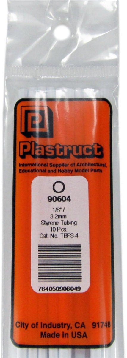 Plastruct Supplies Plastruct 90604 TBFS-4 Styrene Round Tubing, 1/8" (10)