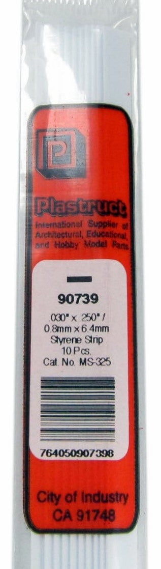 Plastruct Supplies Plastruct 90739 MS-325 Solid Styrene Rectangular Strip, .250" (10)