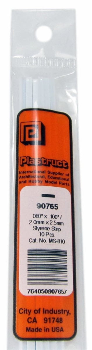 Plastruct Supplies Plastruct 90765 MS-810 Solid Styrene Rectangular Strip, .100" (10)