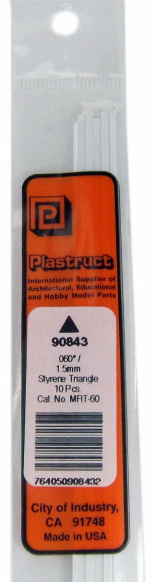 Plastruct Supplies Plastruct 90843 MRT-60 Solid Styrene Triangular Rod, .060" (10)