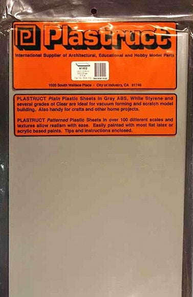 Plastruct Supplies Plastruct 91002 SSA-102 Plain Gray ABS Sheet, .020" (5)