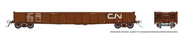 Rapido Rapido 50050A CN - Canadian National #143177 (Boxcar Red, Noodle Logo) 52' 6" Canadian Mill Gondola HO Scale