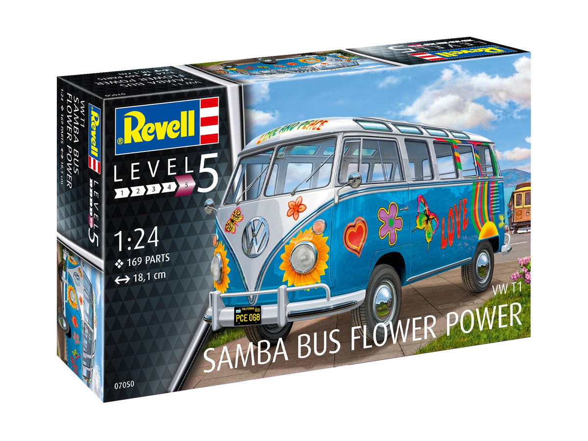 Revell Germany MODEL CARS Revell Germany 1/24 VW T1 Samba Flower Power Bus Kit