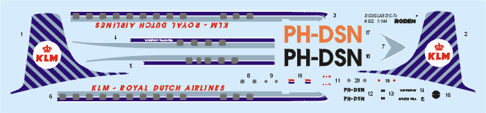 Roden MODEL AIRPLANES Roden 1/144 DC7C Royal Dutch Airliner Kit