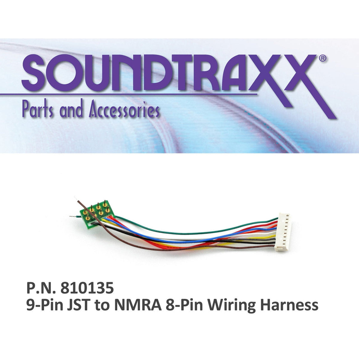 Soundtraxx Soundtraxx 9-pin JST to NMRA 8-pin Wiring Harness - 810135