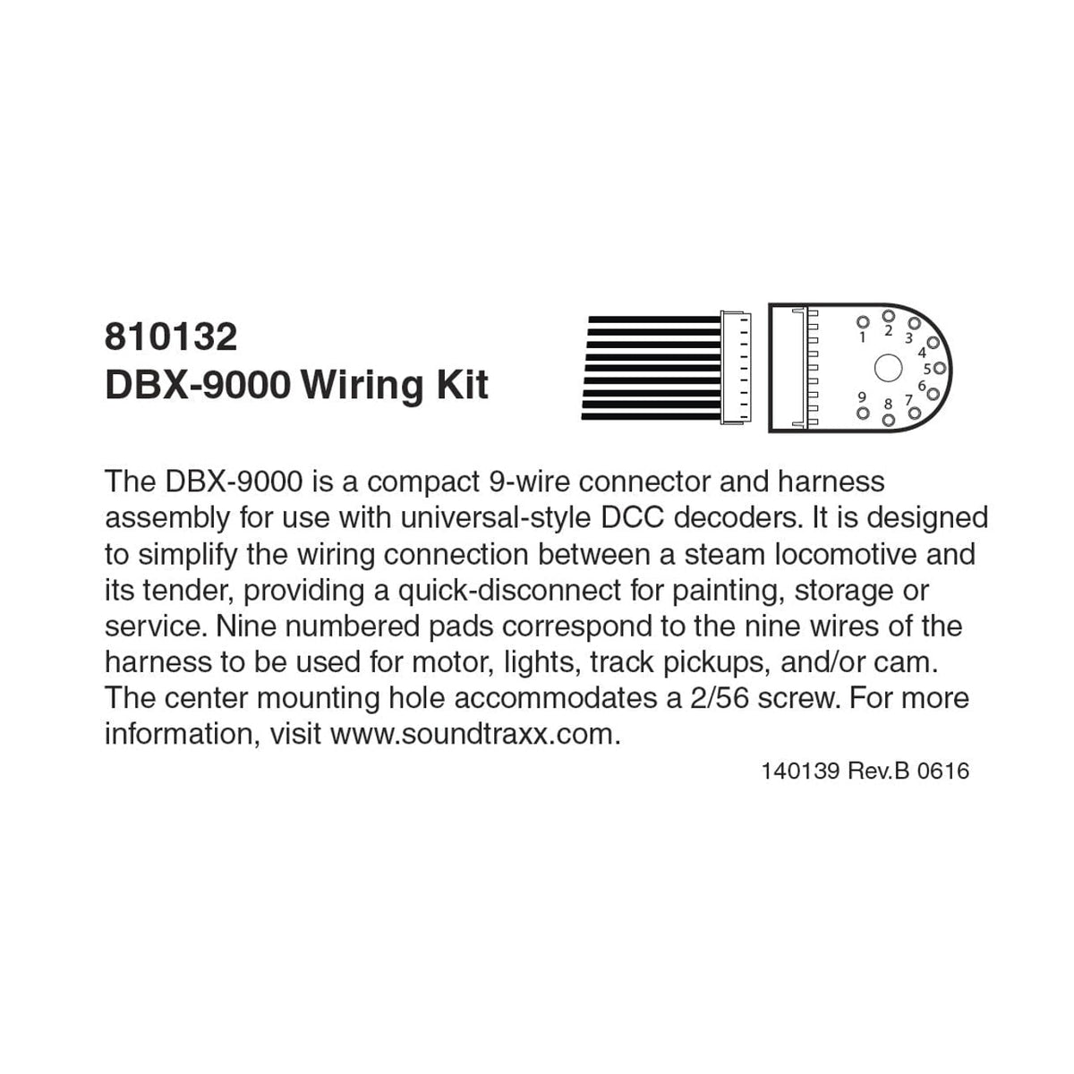 Soundtraxx Soundtraxx DBX-9000 Locomotive-to-Tender Wiring Kit - 810132