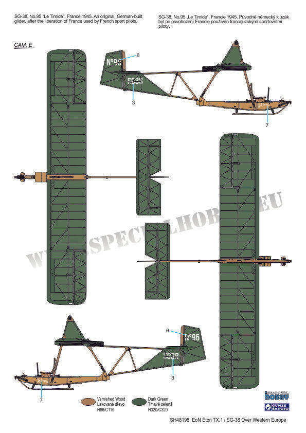 Special Hobby MODEL AIRCRAFT Special Hobby Aircraft 1/48 EoN Eton TX1/SG38 Trainer Glider over Western Europe (New Tool) Kit