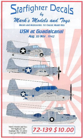 Starfighter Decals DECALS Starfighter Decals 1/72 USN at Guadalcanal Aug-Nov 1942