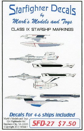Starfighter Decals DECALS Starfighter Decals Star Trek: Class IX Starship Markings for 4 to 6 Ships