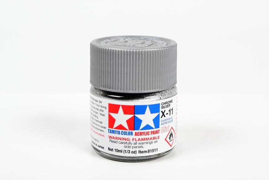 Tamiya Tamiya Hobby Paint Tamiya X-11 Mini Acrylic Chrome Silver 10ml