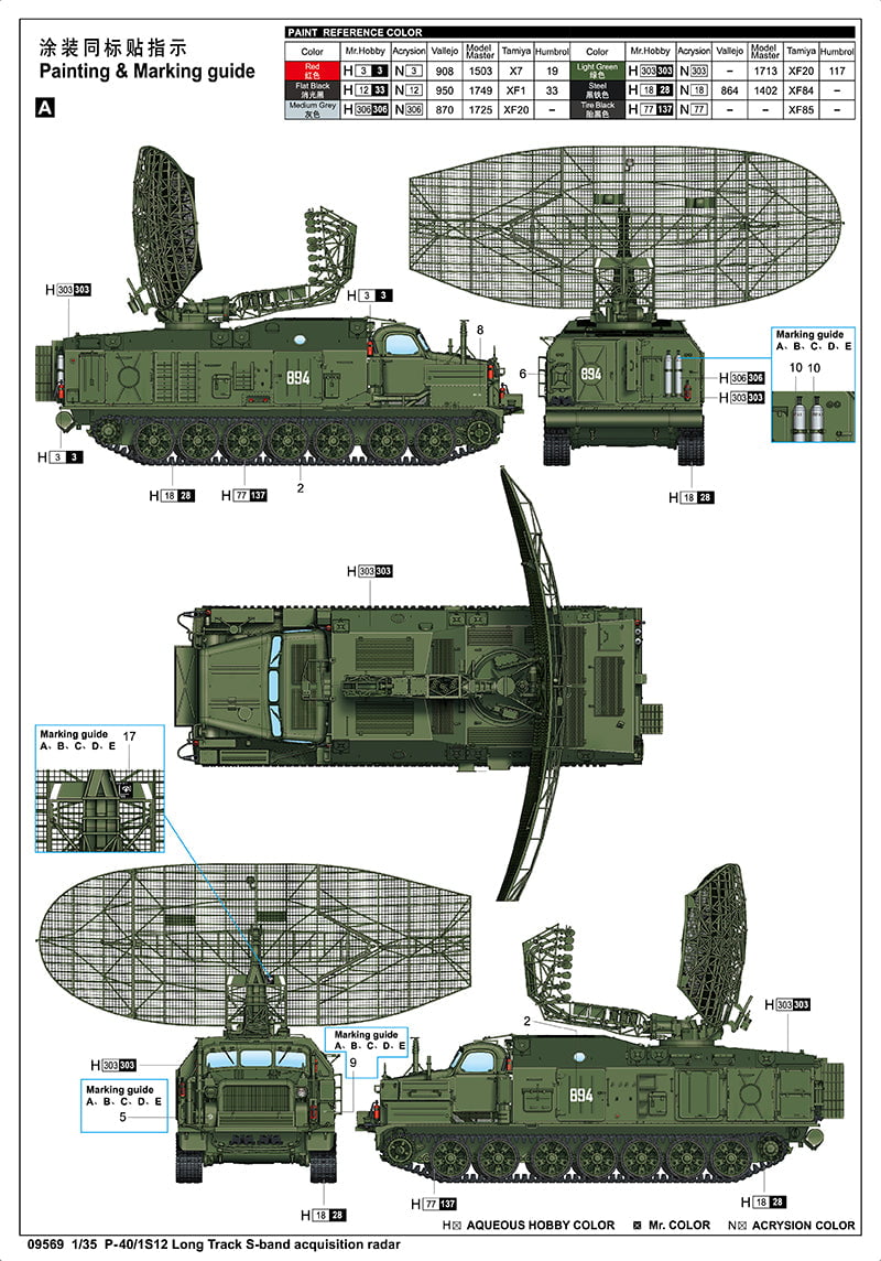 Trumpeter MILITARY MODEL Trumpeter 1/35 P40/1S12 Long Track S-Band Acquisition Radar System (New Tool) Kit
