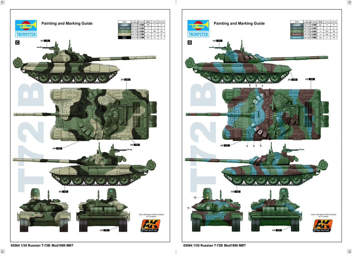 Trumpeter MILITARY MODEL Trumpeter 1/35 Russian T72B Mod 1990 Main Battle Tank w/Cast Turret Kit