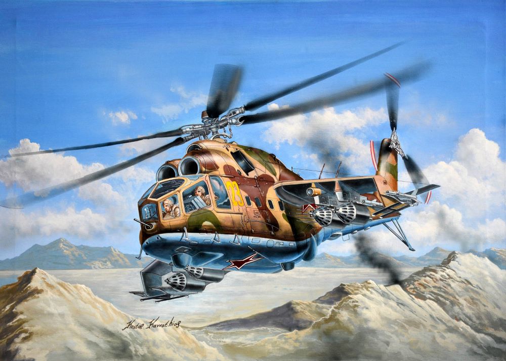 Trumpeter MODEL AIRCRAFT Trumpeter 1/48 Mi24A Hind-B Helicopter (New Tool)