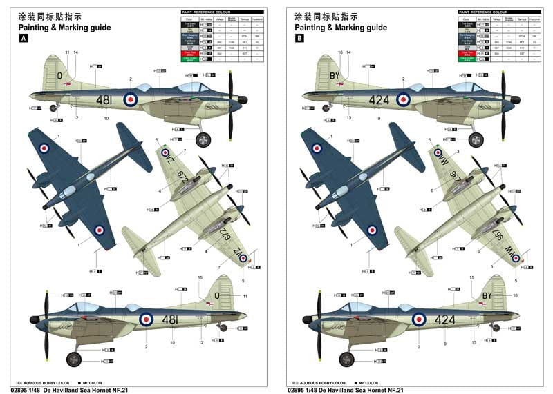 Trumpeter MODEL AIRPLANES Trumpeter 1/48 DeHavilland Sea Hornet NF21 Fighter Kit