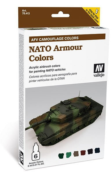 Vallejo PAINTS Vallejo Acrylic 8ml Bottle NATO Armor Camouflage AFV Paint Set (6 Colors)