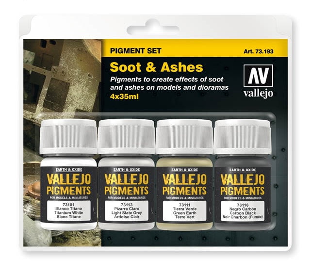 Vallejo Pigment Vallejo 73.193 Soot & Ashes Pigment Powder (Set of 4 35ml Bottles)