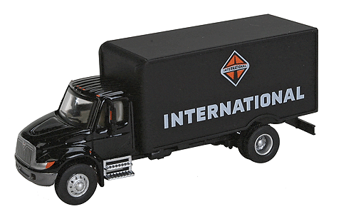 Walthers Walthers 949-11292 International 4900 Single-Axle Box Van International (black) - Assembled HO Scale SceneMaster