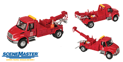 Walthers Walthers 949-11531 International 4300 Tow Truck Red - Assembled HO Scale SceneMaster