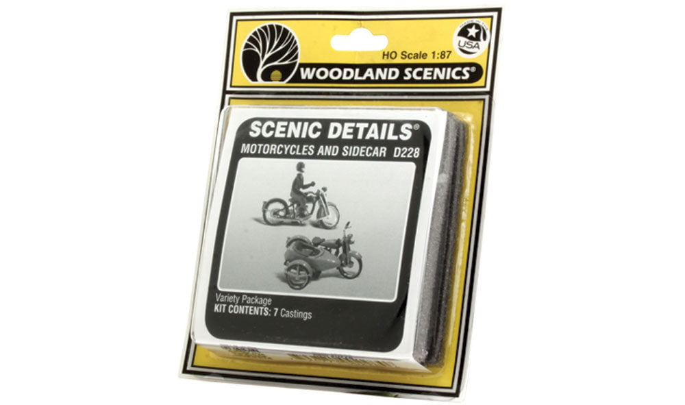 Woodland Scenics Woodland Scenics 228 HO Scale Motorcycles & Sidecar Scenic Details