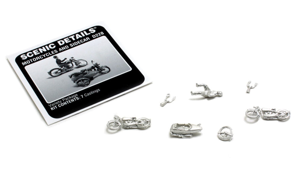 Woodland Scenics Woodland Scenics 228 HO Scale Motorcycles & Sidecar Scenic Details