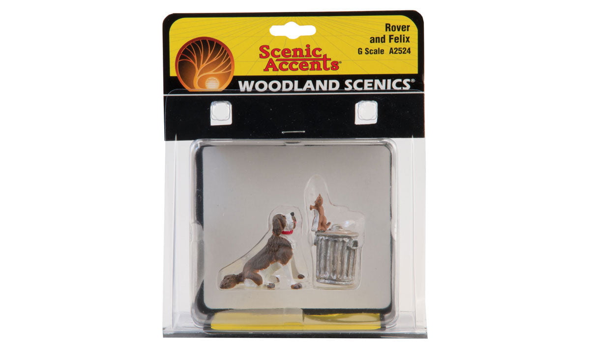 Woodland Scenics Woodland Scenics 2524 G Rover & Felix Dog w/Cat on Trashcan