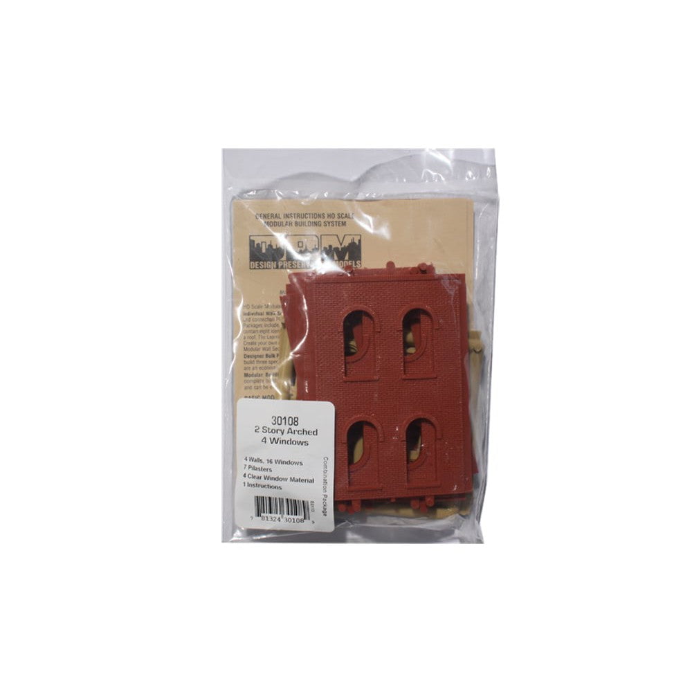 Woodland Scenics Woodland Scenics HO Scale DPM 2-Story Wall Arched 4-Windows