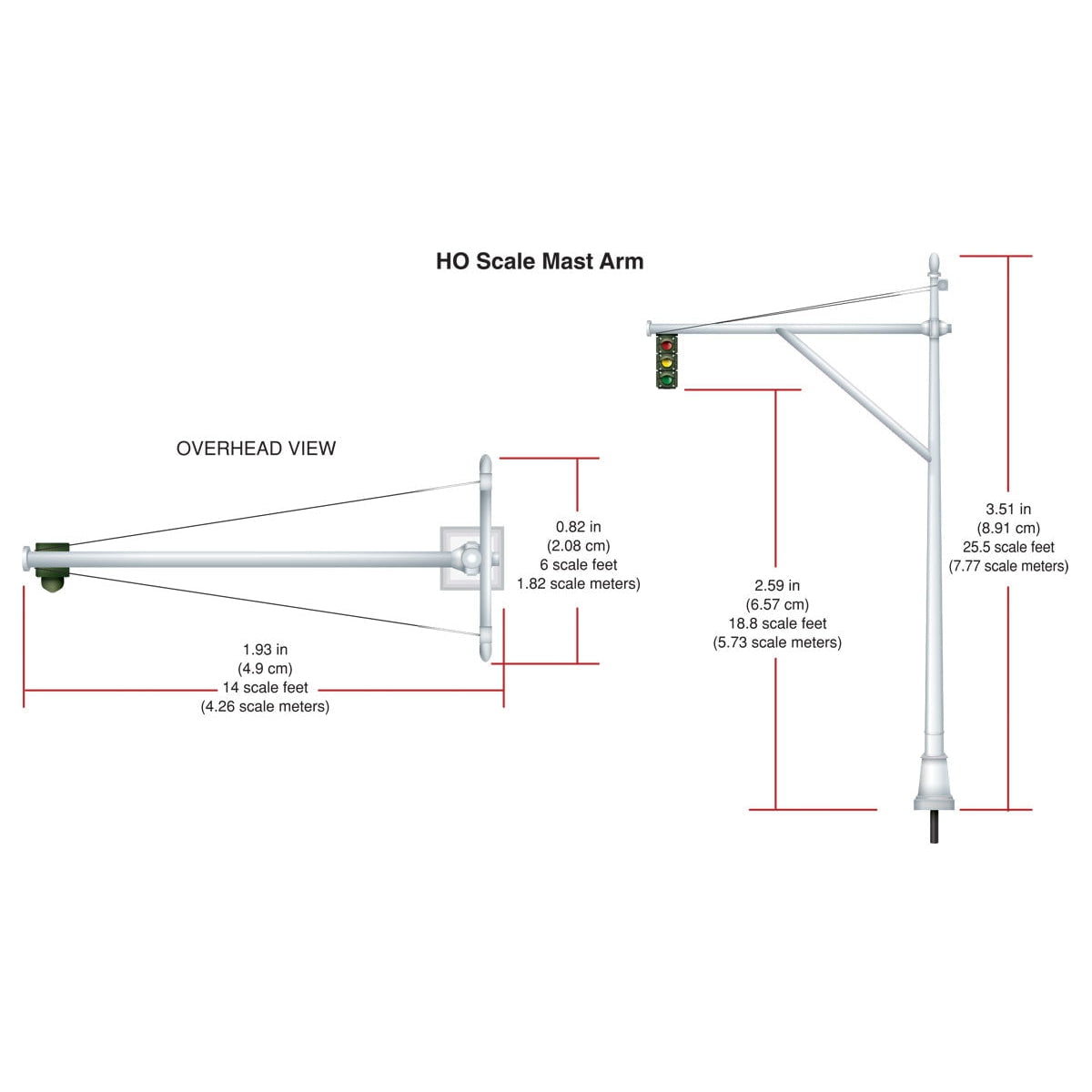 Woodland Scenics Woodland Scenics HO Scale Mast Arm Traffic Lights
