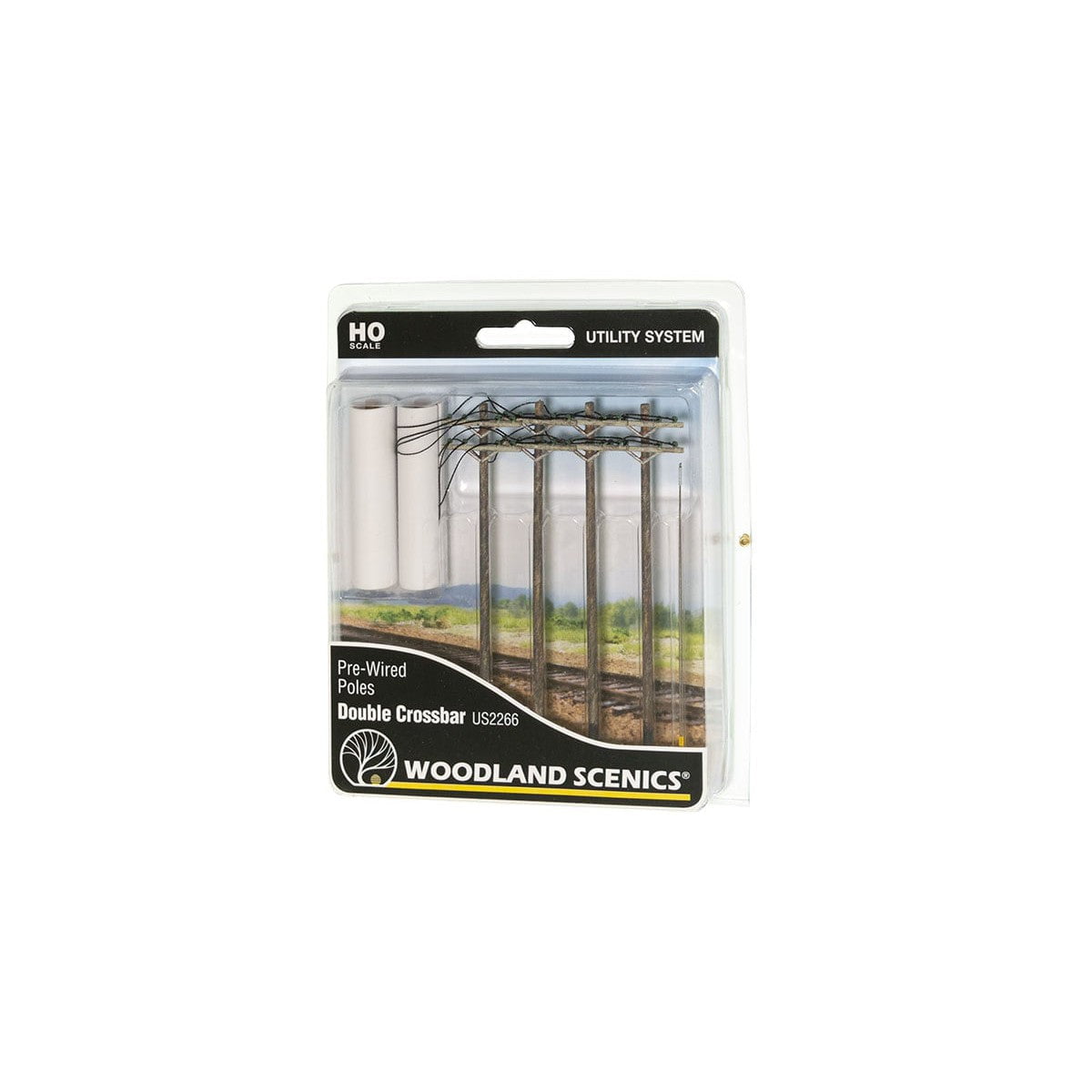 Woodland Scenics Woodland Scenics HO Scale Pre-Wired Poles Double Crossbar Power Poles