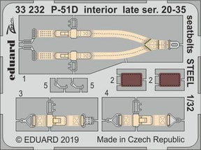 Eduard Eduard 1/32 P-51D interior late ser. 20-35 seatbelts STEEL Photo Etch for Tamiya